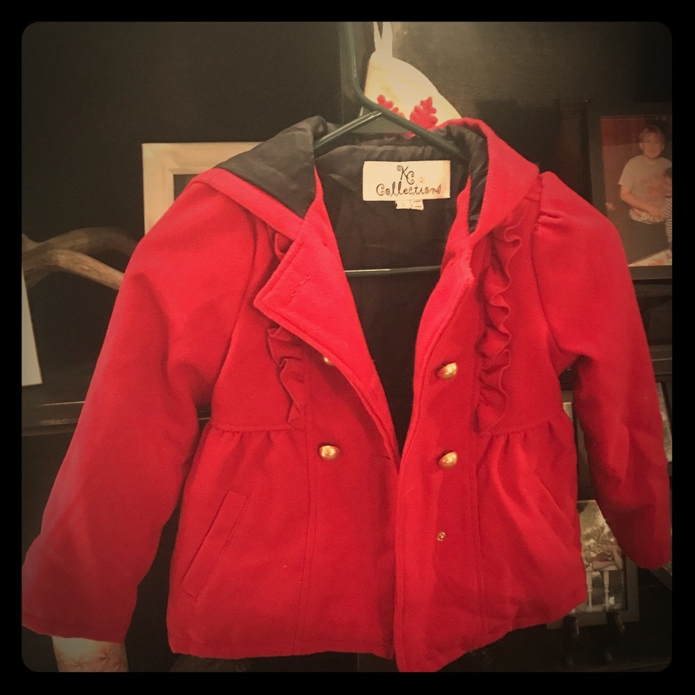 Girls’ red pea coat